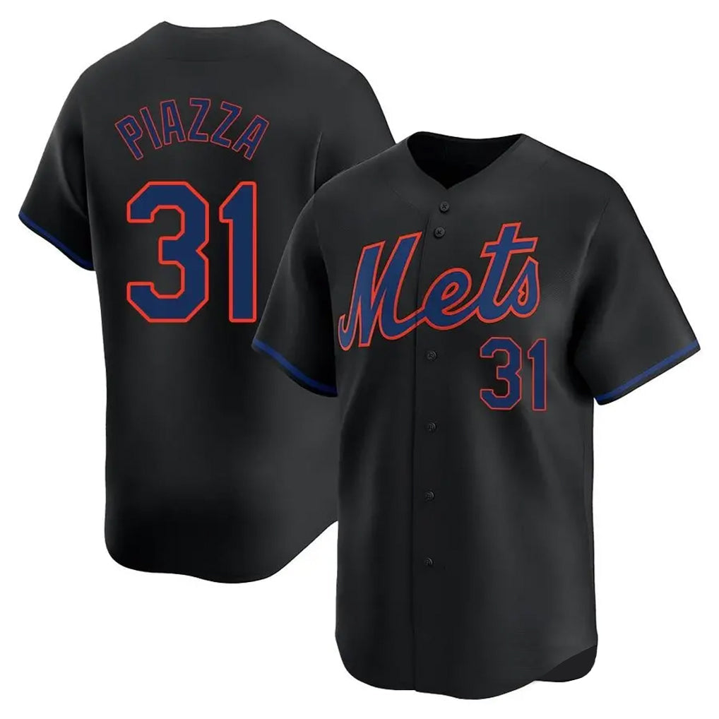 Silnrao NY.Mets #31 Mike Piazza Player Black Alternate Home Limited Stitched Jerseys