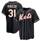 Silnrao NY.Mets #31 Mike Piazza Player Black Fashion Out Game Stitched Jerseys