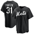 Silnrao NY.Mets #31 Mike Piazza Player Black Home Game Stitched Jerseys