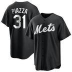 Silnrao NY.Mets #31 Mike Piazza Player Black Home Game Stitched Jerseys