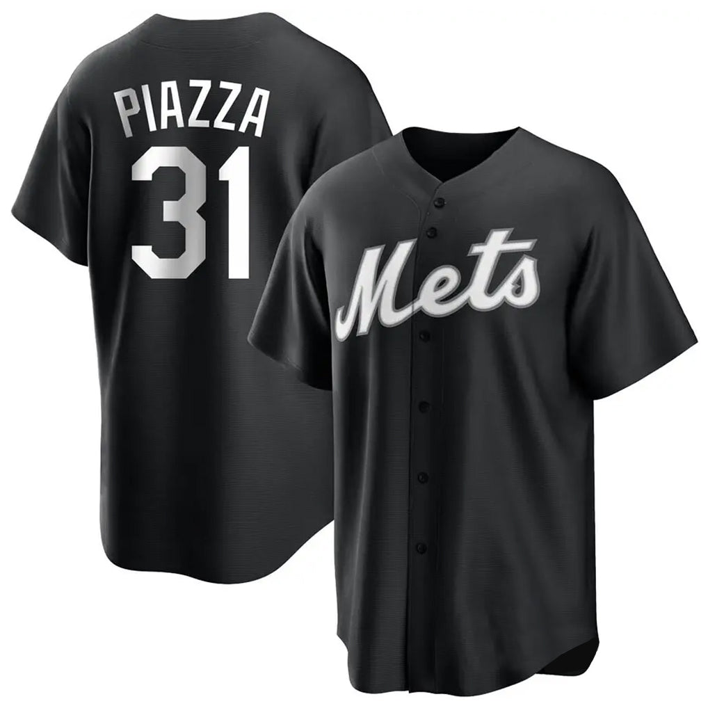 Silnrao NY.Mets #31 Mike Piazza Player Black Home Game Stitched Jerseys