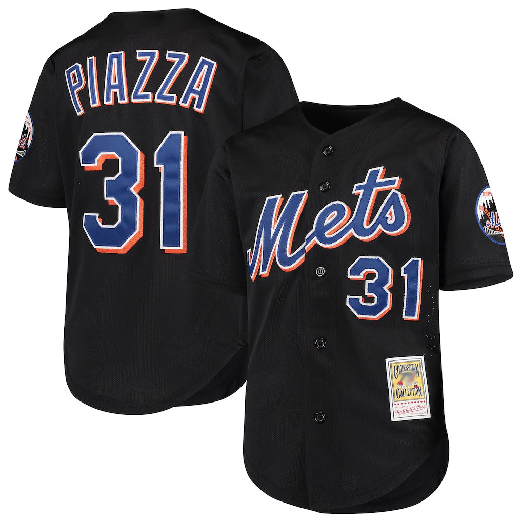 Silnrao NY.Mets #31 Mike Piazza Player Black Mitchell & Ness Cooperstown Collection Home Limited Stitched Jerseys