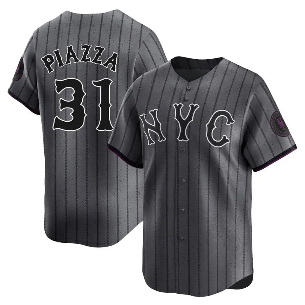 Silnrao NY.Mets #31 Mike Piazza Player Gray City Connect Limited Stitched Jerseys