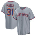 Silnrao NY.Mets #31 Mike Piazza Player Gray Road Home Game Stitched Jerseys