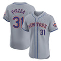Silnrao NY.Mets #31 Mike Piazza Player Gray Road Limited Elite Home Stitched Jerseys