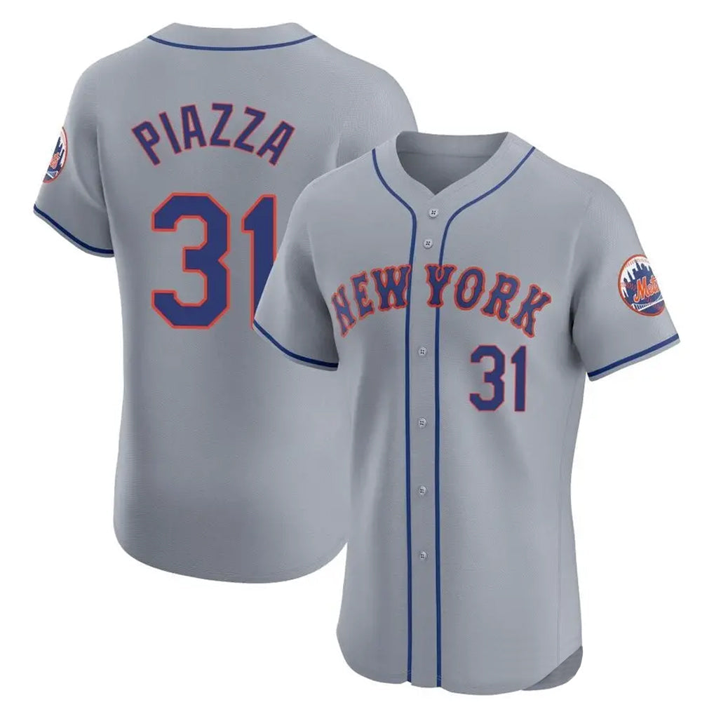 Silnrao NY.Mets #31 Mike Piazza Player Gray Road Limited Elite Home Stitched Jerseys