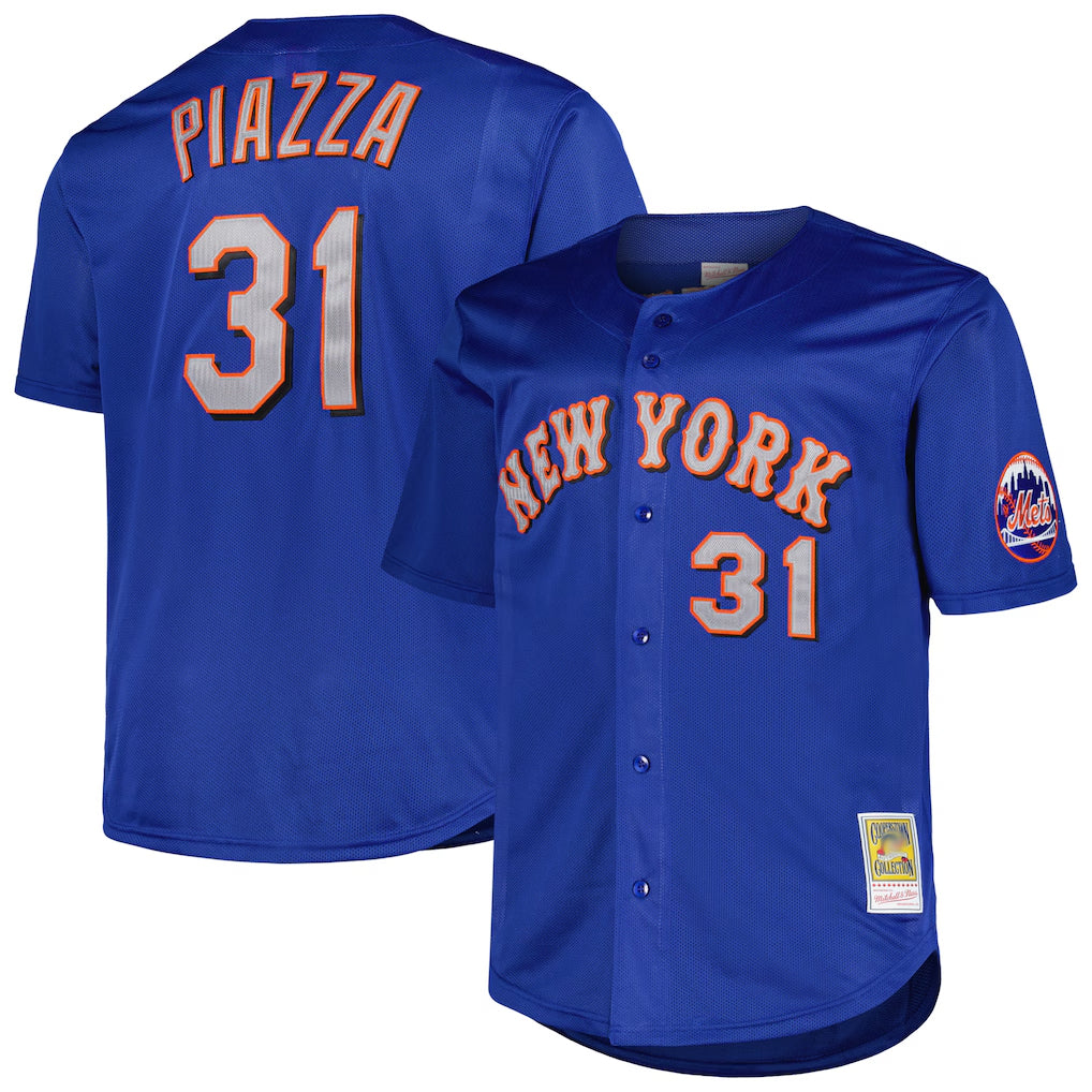 Silnrao NY.Mets #31 Mike Piazza Player Royal Mitchell & Ness Cooperstown Collection Home Limited Stitched Jerseys
