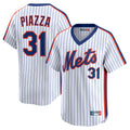 Silnrao NY.Mets #31 Mike Piazza Player White Cooperstown Collection T-shirt Game Stitched Jerseys
