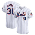 Silnrao NY.Mets #31 Mike Piazza Player White Home Limited Elite Stitched Jerseys