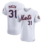Silnrao NY.Mets #31 Mike Piazza Player White Home Limited Elite Stitched Jerseys