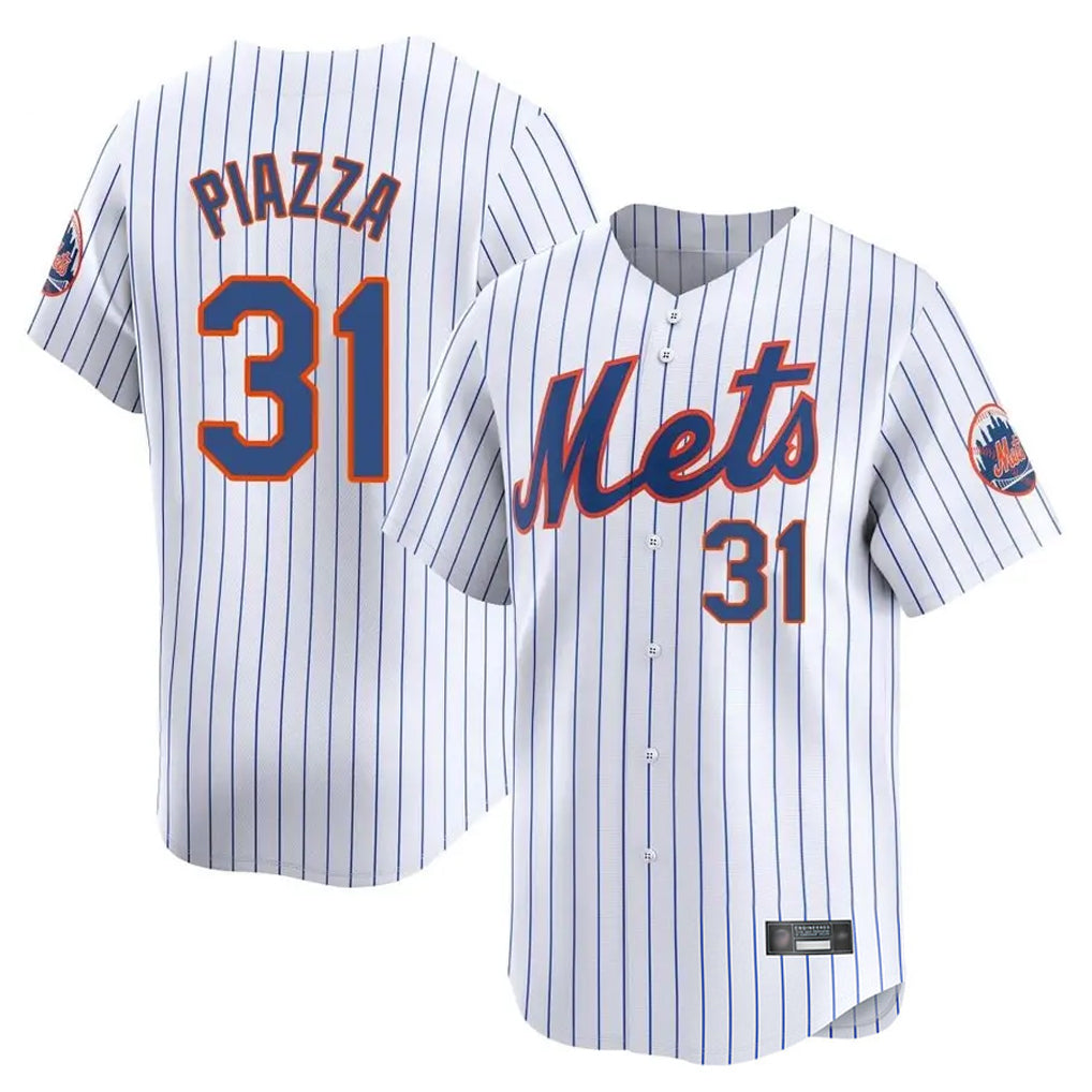 Silnrao NY.Mets #31 Mike Piazza Player White Home Replica Stitched Jerseys