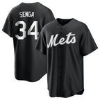 Silnrao NY.Mets #34 Kodai Senga Player Black Home Game Stitched Jerseys