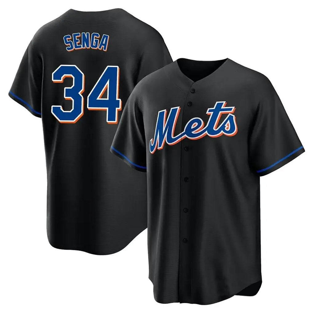 Silnrao NY.Mets #34 Kodai Senga Player Black Replica Home Game Stitched Jerseys