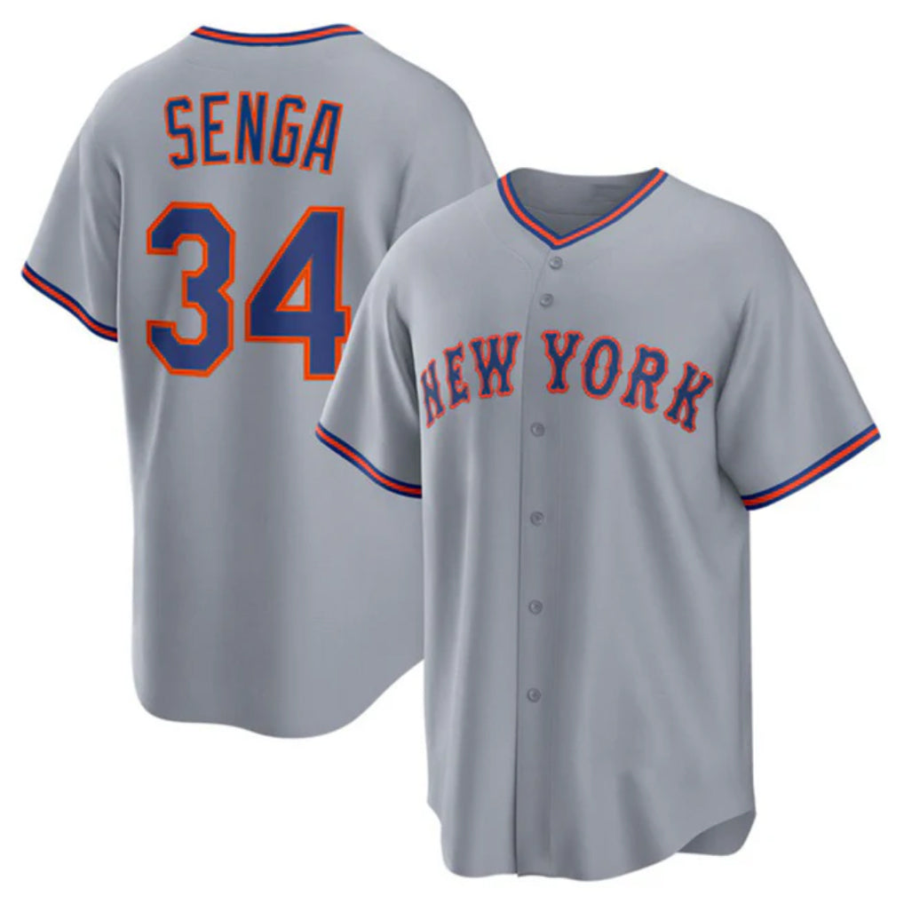 Silnrao NY.Mets #34 Kodai Senga Player Gray Road Home Game Stitched Jerseys