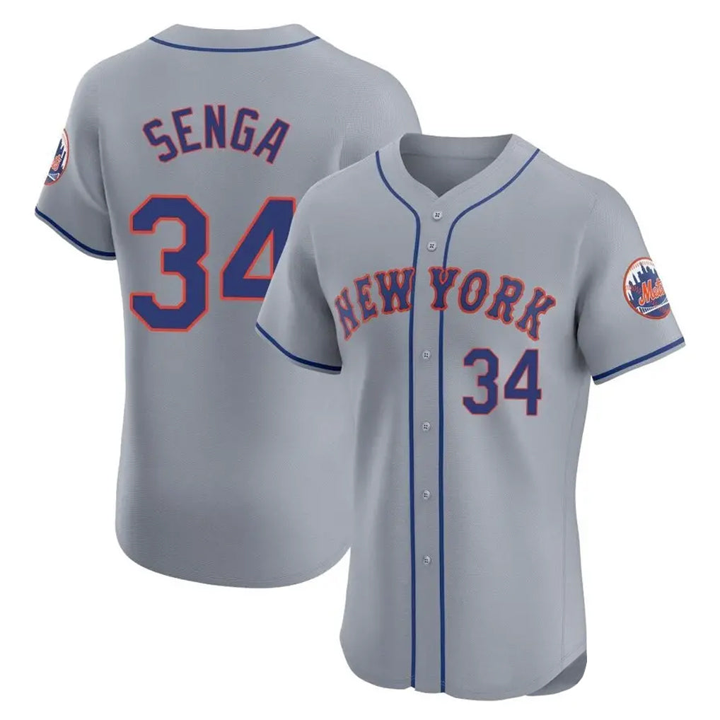 Silnrao NY.Mets #34 Kodai Senga Player Gray Road Limited Elite Home Stitched Jerseys