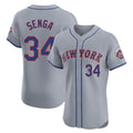 Silnrao NY.Mets #34 Kodai Senga Player Gray Road Limited Elite Home Stitched Jerseys