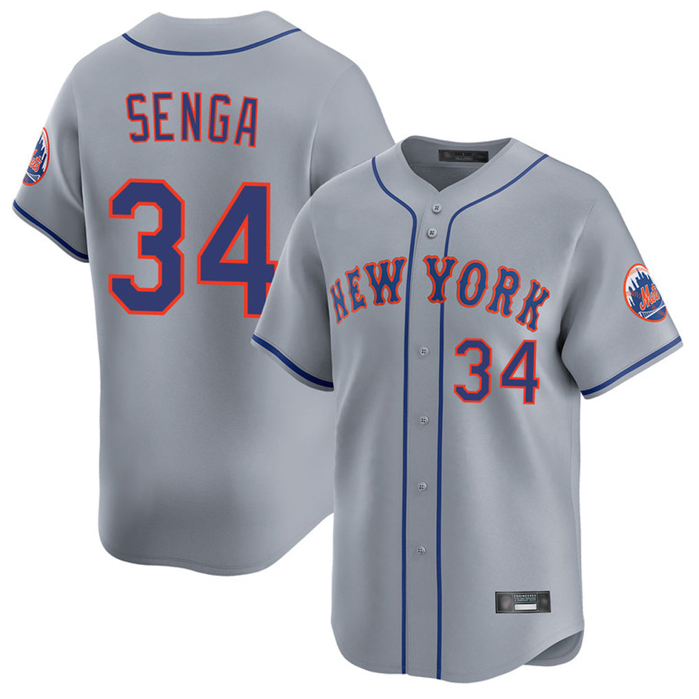 Silnrao NY.Mets #34 Kodai Senga Player Gray Road Limited Home Stitched Jerseys