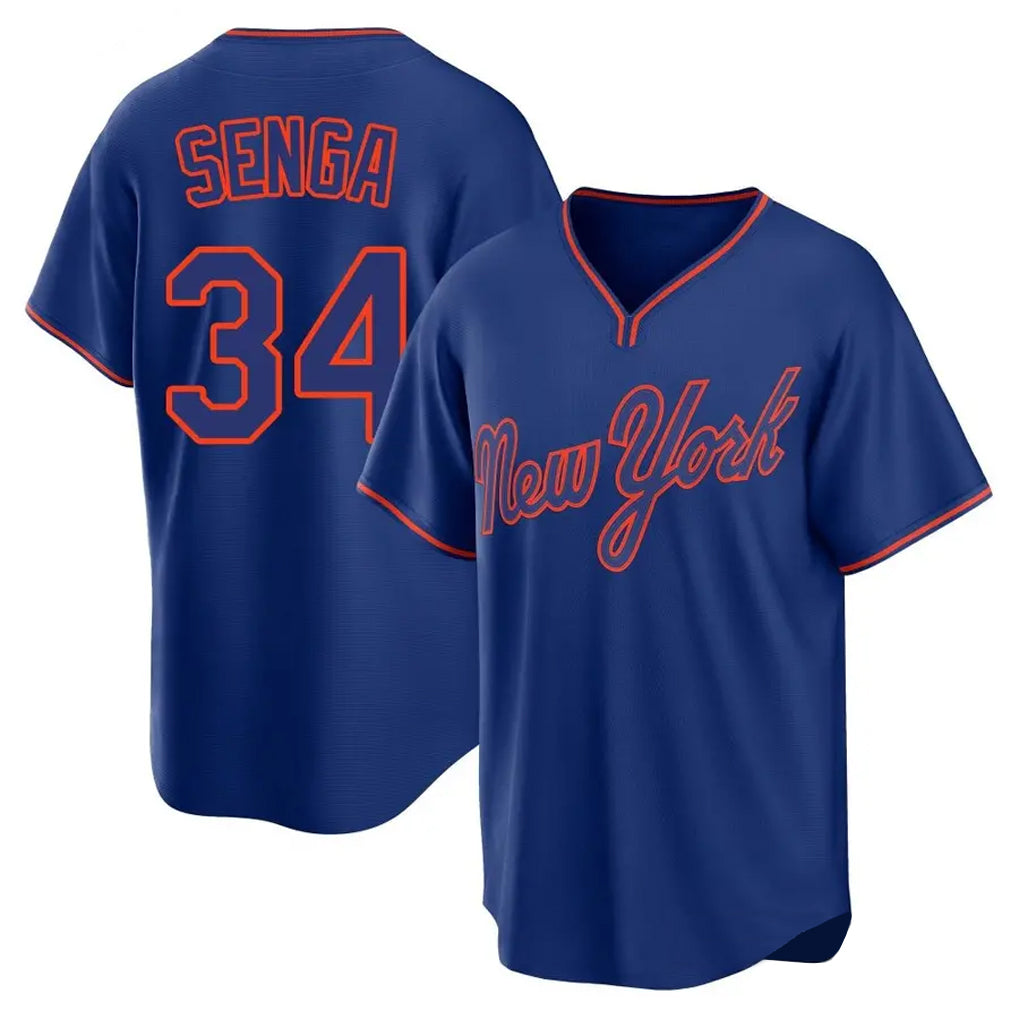 Silnrao NY.Mets #34 Kodai Senga Player Royal T-shirt Home Game Stitched Jerseys