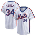 Silnrao NY.Mets #34 Kodai Senga Player White Cooperstown Collection T-shirt Game Stitched Jerseys