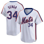 Silnrao NY.Mets #34 Kodai Senga Player White Cooperstown Collection T-shirt Game Stitched Jerseys