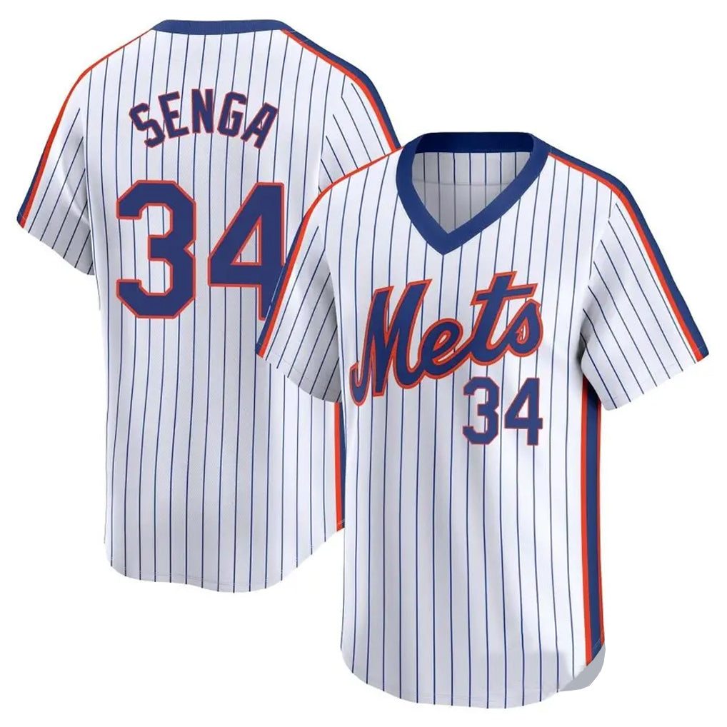 Silnrao NY.Mets #34 Kodai Senga Player White Cooperstown Collection T-shirt Game Stitched Jerseys