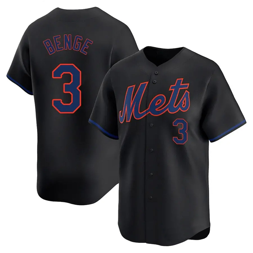 Silnrao NY.Mets #3 Carson Benge Player Black Alternate Home Limited Stitched Jerseys