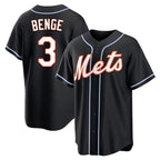 Silnrao NY.Mets #3 Carson Benge Player Black Fashion Out Game Stitched Jerseys