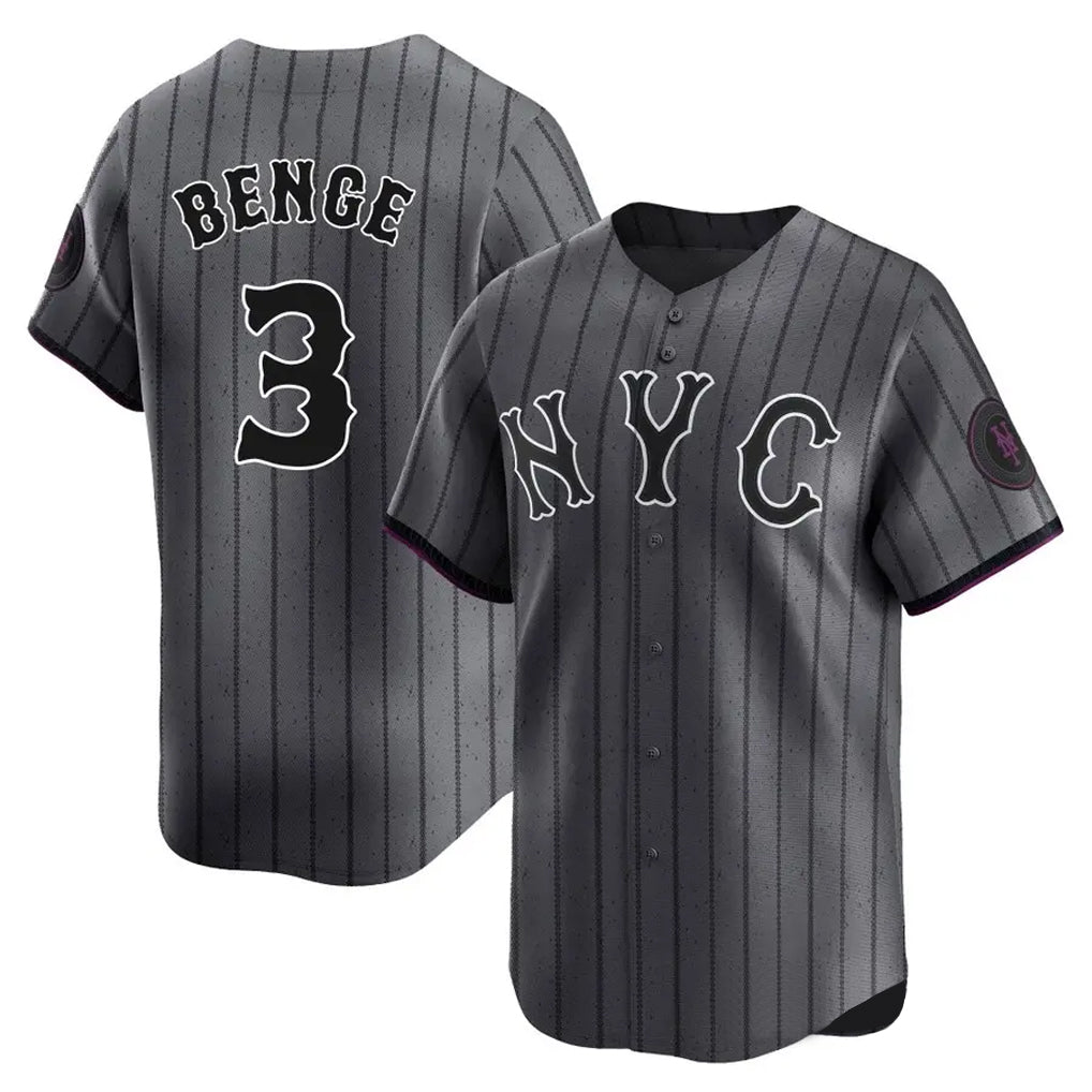 Silnrao NY.Mets #3 Carson Benge Player Gray City Connect Limited Stitched Jerseys