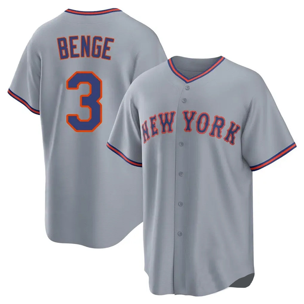 Silnrao NY.Mets #3 Carson Benge Player Gray Road Home Game Stitched Jerseys