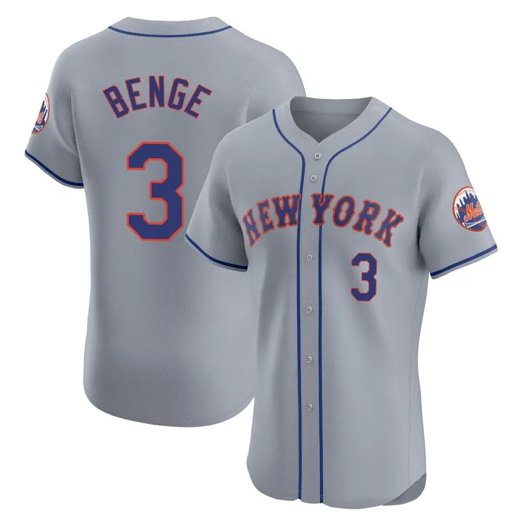 Silnrao NY.Mets #3 Carson Benge Player Gray Road Limited Elite Home Stitched Jerseys