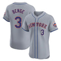 Silnrao NY.Mets #3 Carson Benge Player Gray Road Limited Elite Home Stitched Jerseys