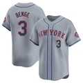 Silnrao NY.Mets #3 Carson Benge Player Gray Road Limited Home Stitched Jerseys
