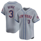 Silnrao NY.Mets #3 Carson Benge Player Gray Road Limited Home Stitched Jerseys