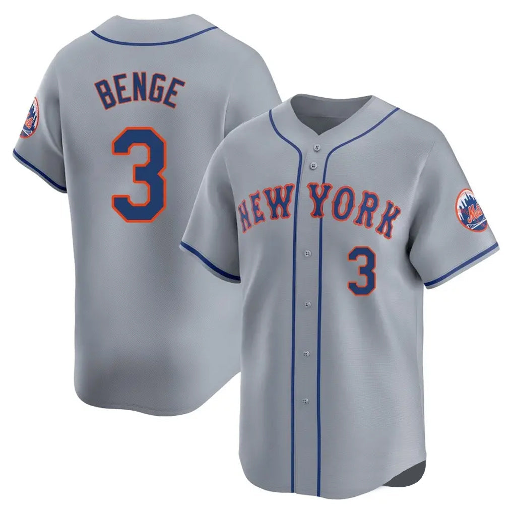 Silnrao NY.Mets #3 Carson Benge Player Gray Road Limited Home Stitched Jerseys