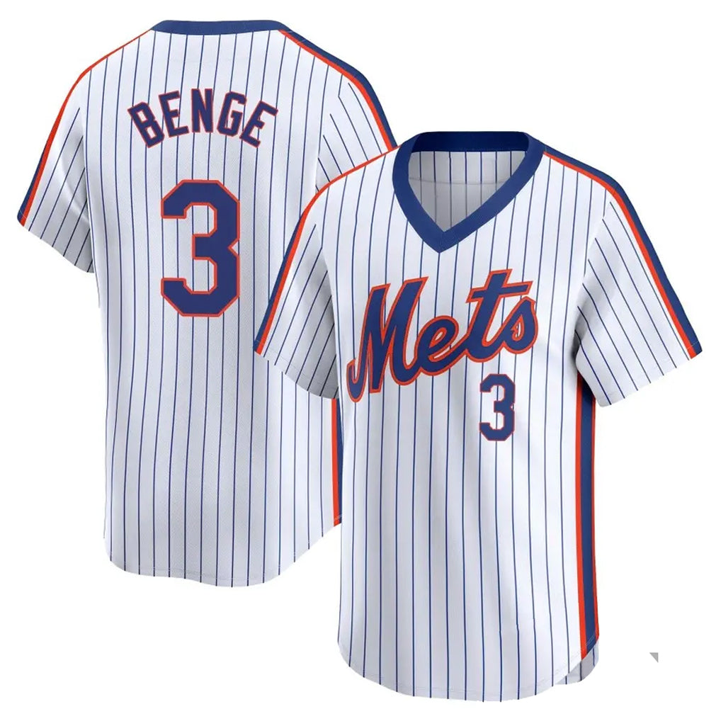 Silnrao NY.Mets #3 Carson Benge Player White Cooperstown Collection T-shirt Game Stitched Jerseys