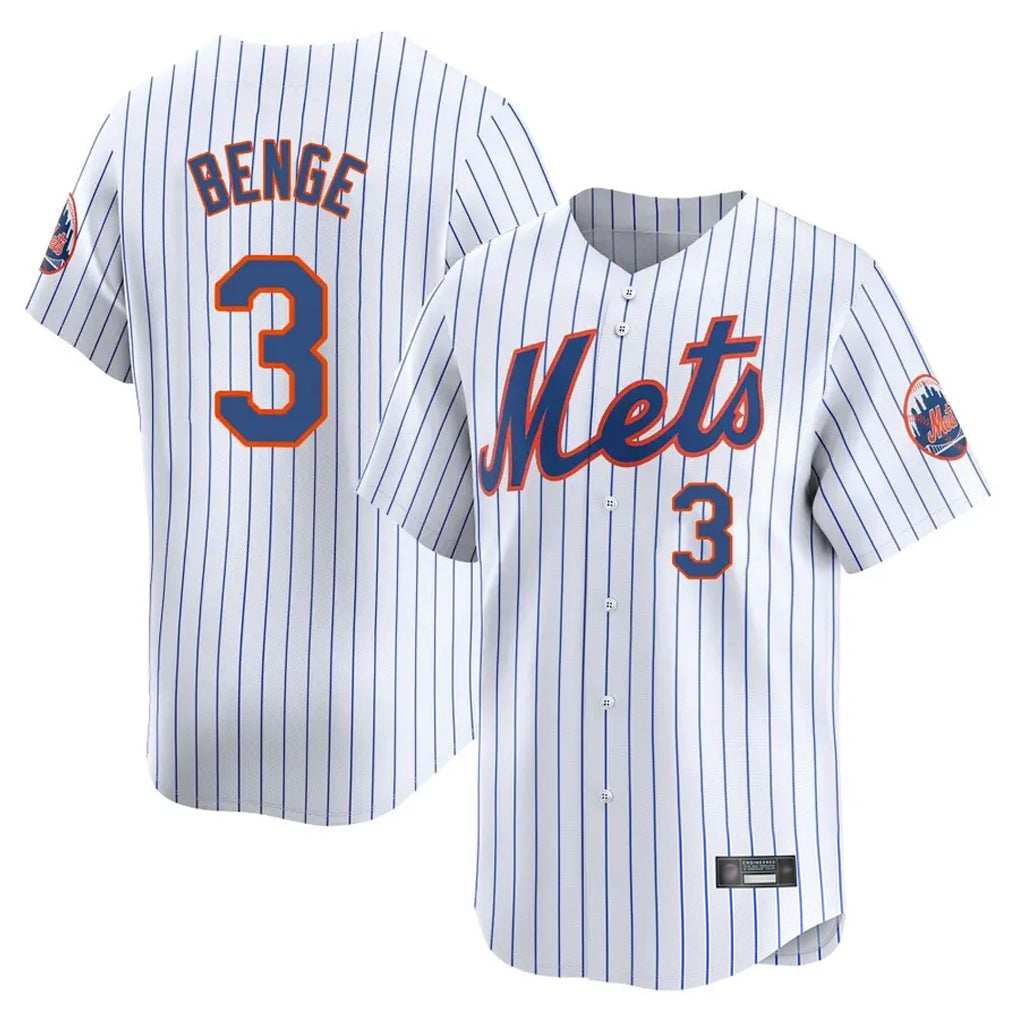Silnrao NY.Mets #3 Carson Benge Player White Home Replica Stitched Jerseys