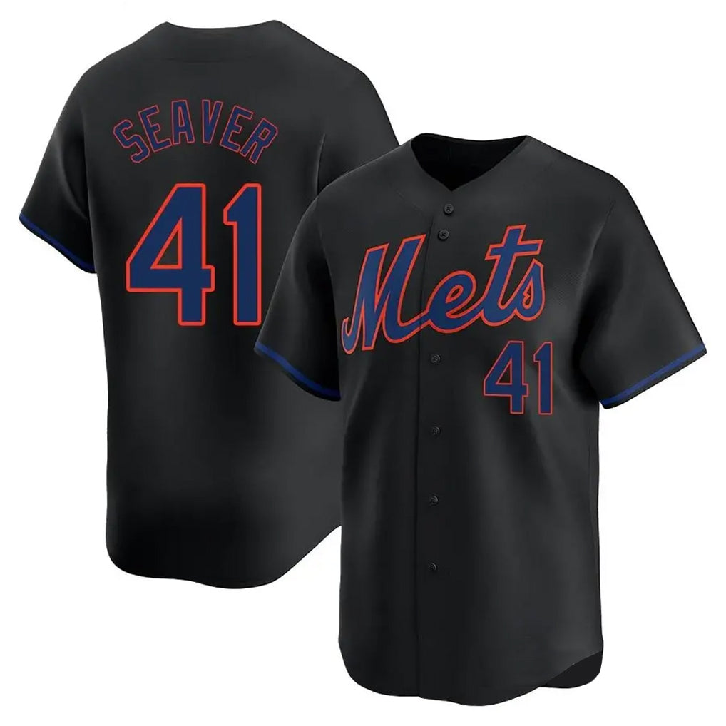 Silnrao NY.Mets #41 Tom Seaver Player Black Alternate Home Limited Stitched Jerseys