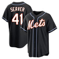 Silnrao NY.Mets #41 Tom Seaver Player Black Fashion Out Game Stitched Jerseys