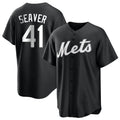 Silnrao NY.Mets #41 Tom Seaver Player Black Home Game Stitched Jerseys