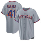 Silnrao NY.Mets #41 Tom Seaver Player Gray Road Home Game Stitched Jerseys
