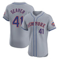Silnrao NY.Mets #41 Tom Seaver Player Gray Road Limited Elite Home Stitched Jerseys