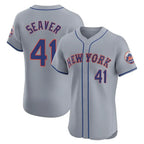 Silnrao NY.Mets #41 Tom Seaver Player Gray Road Limited Elite Home Stitched Jerseys