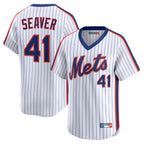 Silnrao NY.Mets #41 Tom Seaver Player White Cooperstown Collection T-shirt Game Stitched Jerseys