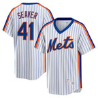 Silnrao NY.Mets #41 Tom Seaver Player White Cooperstown Collection T-shirt Home Stitched Jerseys