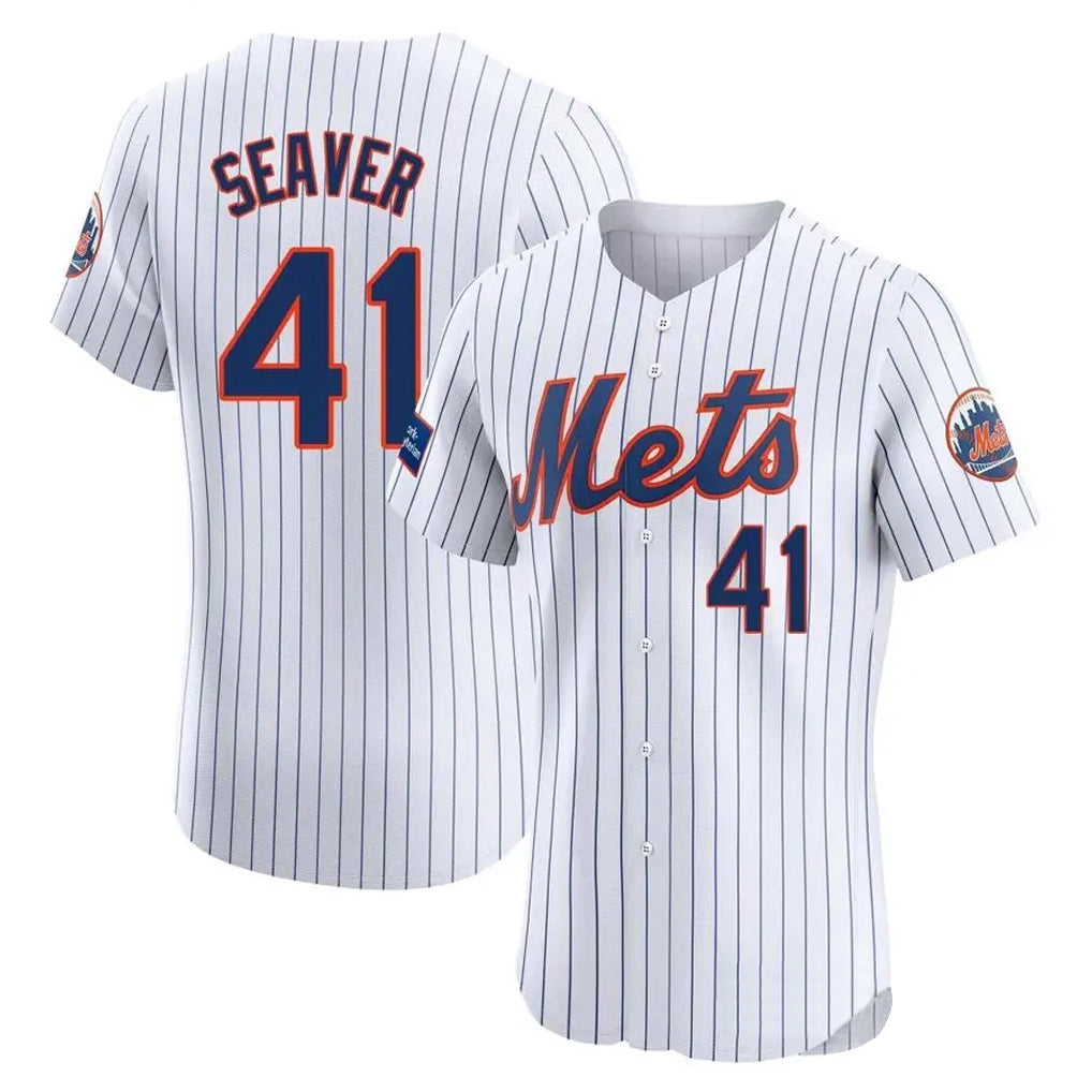Silnrao NY.Mets #41 Tom Seaver Player White Home Limited Elite Stitched Jerseys