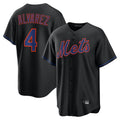 Silnrao NY.Mets #4 Francisco Alvarez Player Black Alternate Home Game Stitched Jerseys