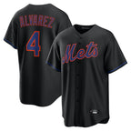 Silnrao NY.Mets #4 Francisco Alvarez Player Black Alternate Home Game Stitched Jerseys