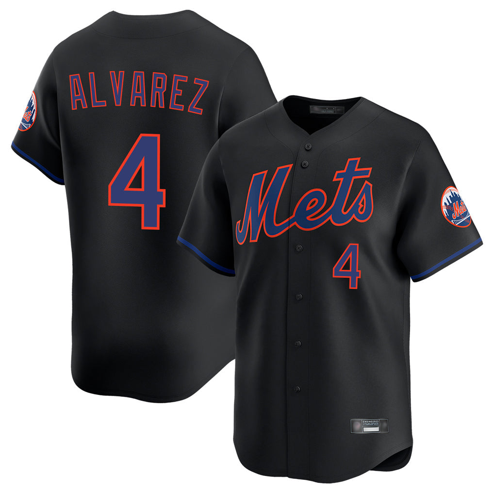 Silnrao NY.Mets #4 Francisco Alvarez Player Black Alternate Home Limited Stitched Jerseys