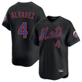 Silnrao NY.Mets #4 Francisco Alvarez Player Black Alternate Home Limited Stitched Jerseys