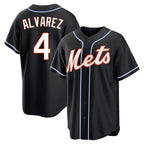 Silnrao NY.Mets #4 Francisco Alvarez Player Black Fashion Out Game Stitched Jerseys